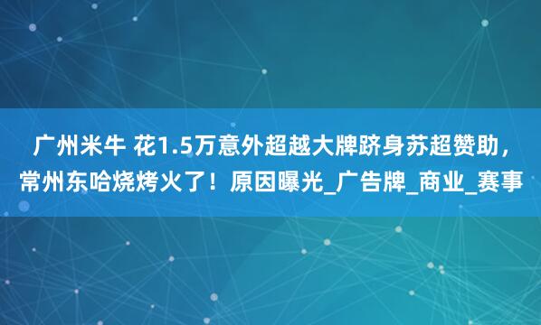 广州米牛 花1.5万意外超越大牌跻身苏超赞助，常州东哈烧烤火了！原因曝光_广告牌_商业_赛事